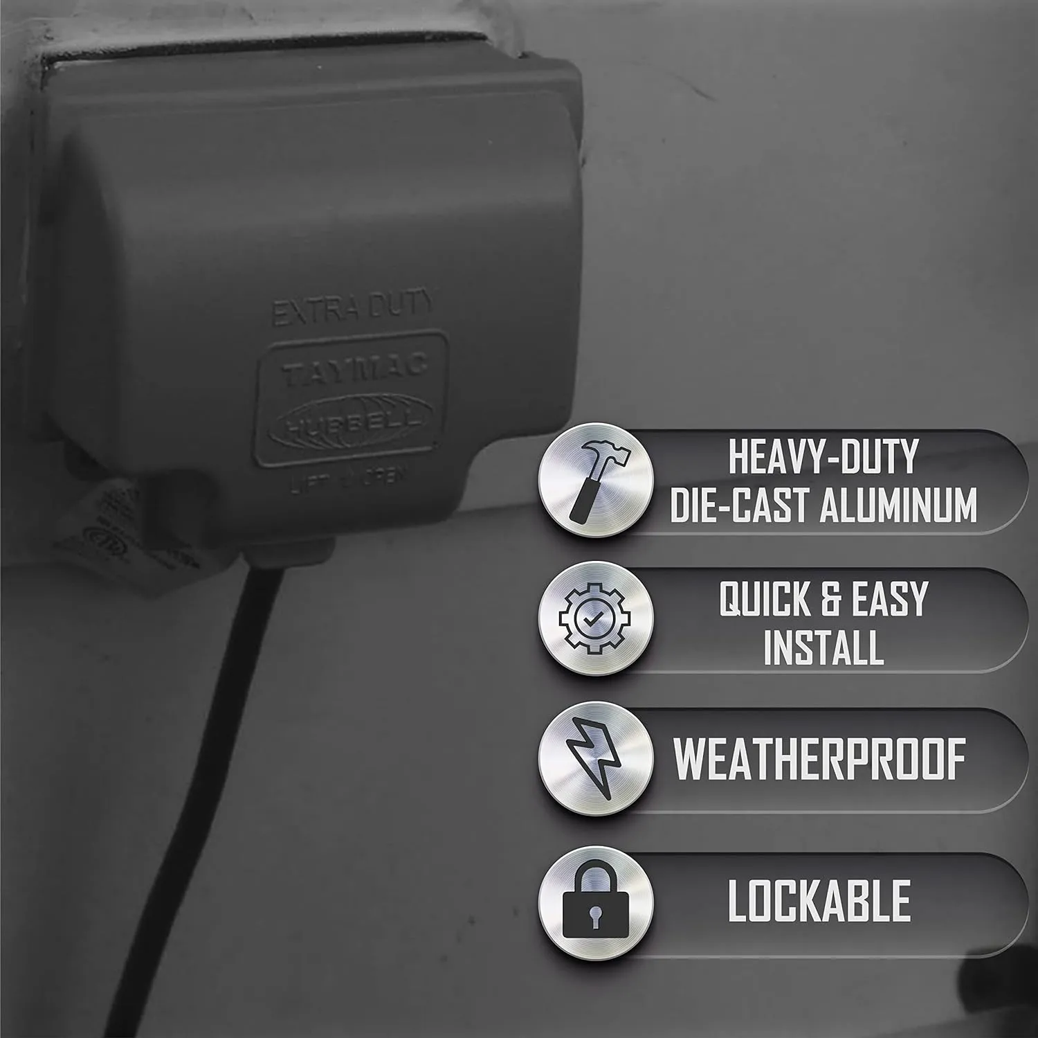 TayMac MX6200 RaynGuard Extra Duty Metal Weatherproof in-Use Cover, 2-Gang, Gray