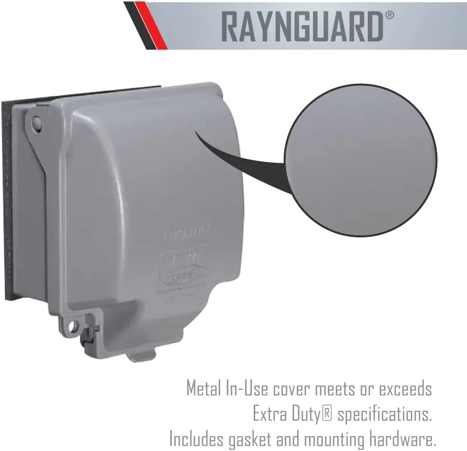 TayMac MX6200 RaynGuard Extra Duty Metal Weatherproof in-Use Cover, 2-Gang, Gray