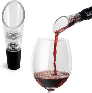 TenTen Labs Wine Aerator Pourer (2-Pack) – Instant Wine Enhancer with No Drip Spout – Elevate Flavor & Aroma – Compact & Portable – Ideal Gift for Wine Enthusiasts - Black