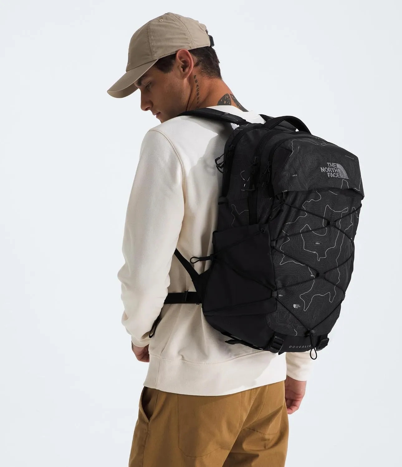 THE NORTH FACE Borealis Commuter Laptop Backpack - PFAS Free, TNF Black Topo Print/Smoked Pearl, One Size