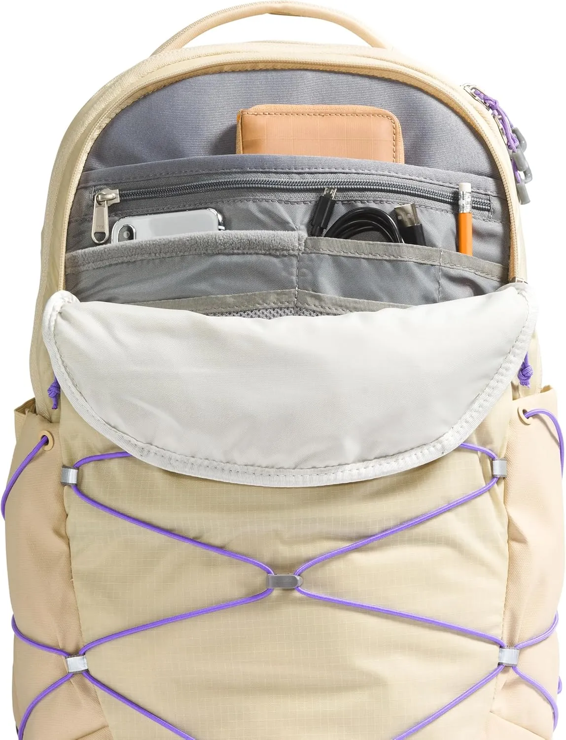THE NORTH FACE Women's Borealis Commuter Laptop Backpack, Gravel/Optic Violet, One Size