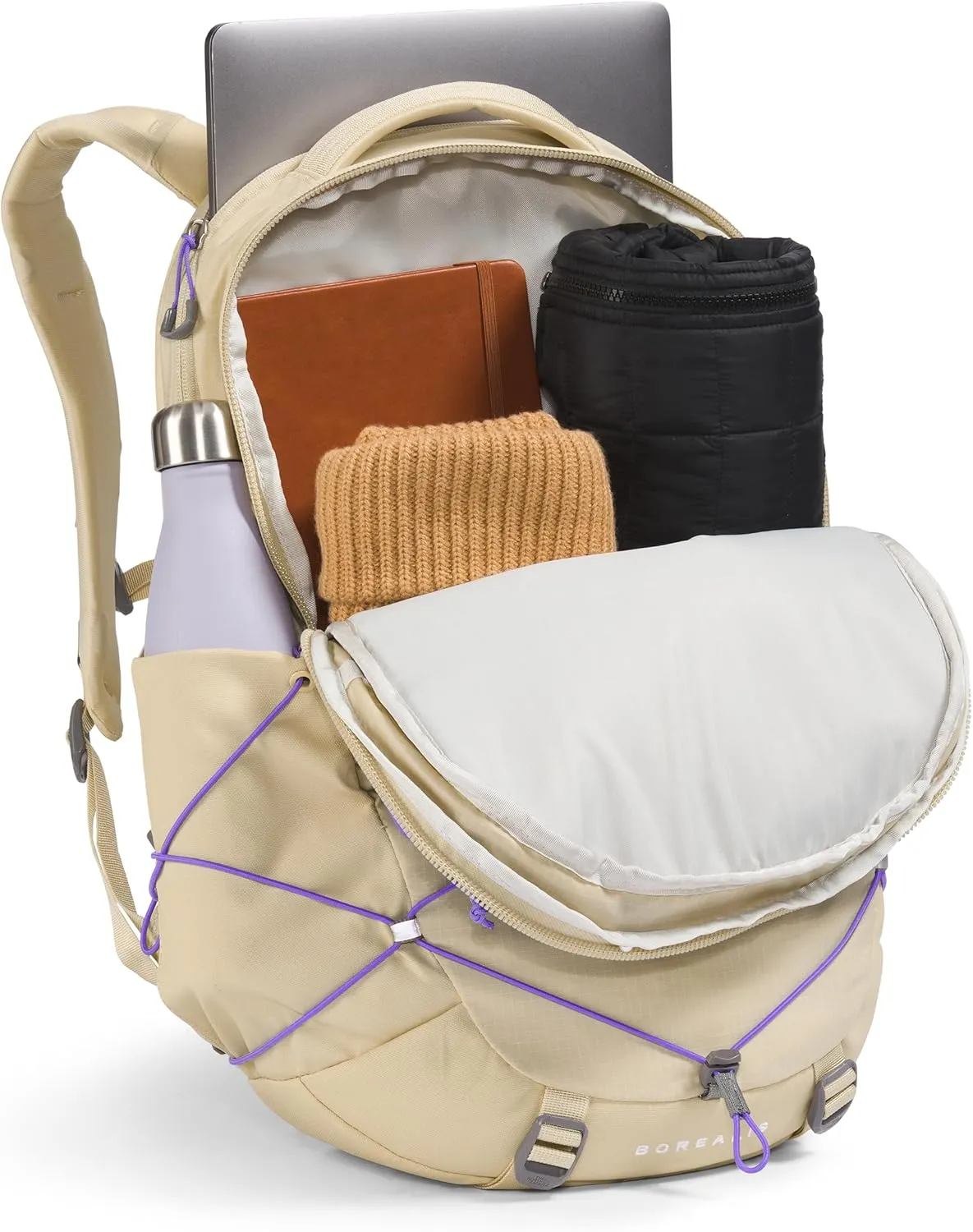 THE NORTH FACE Women's Borealis Commuter Laptop Backpack, Gravel/Optic Violet, One Size