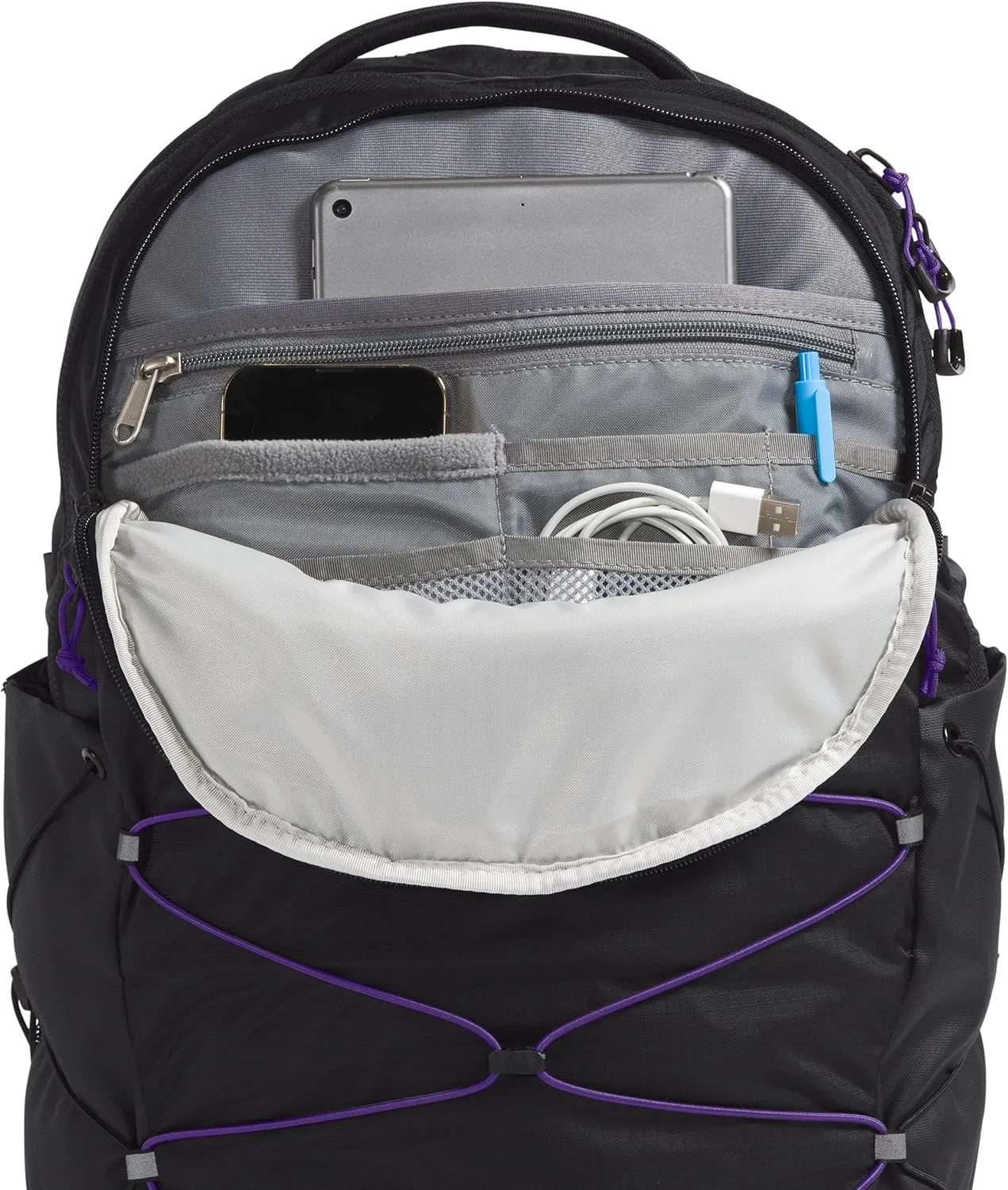 THE NORTH FACE Women's Borealis Commuter Laptop Backpack, TNF Black/Peak Purple, One Size