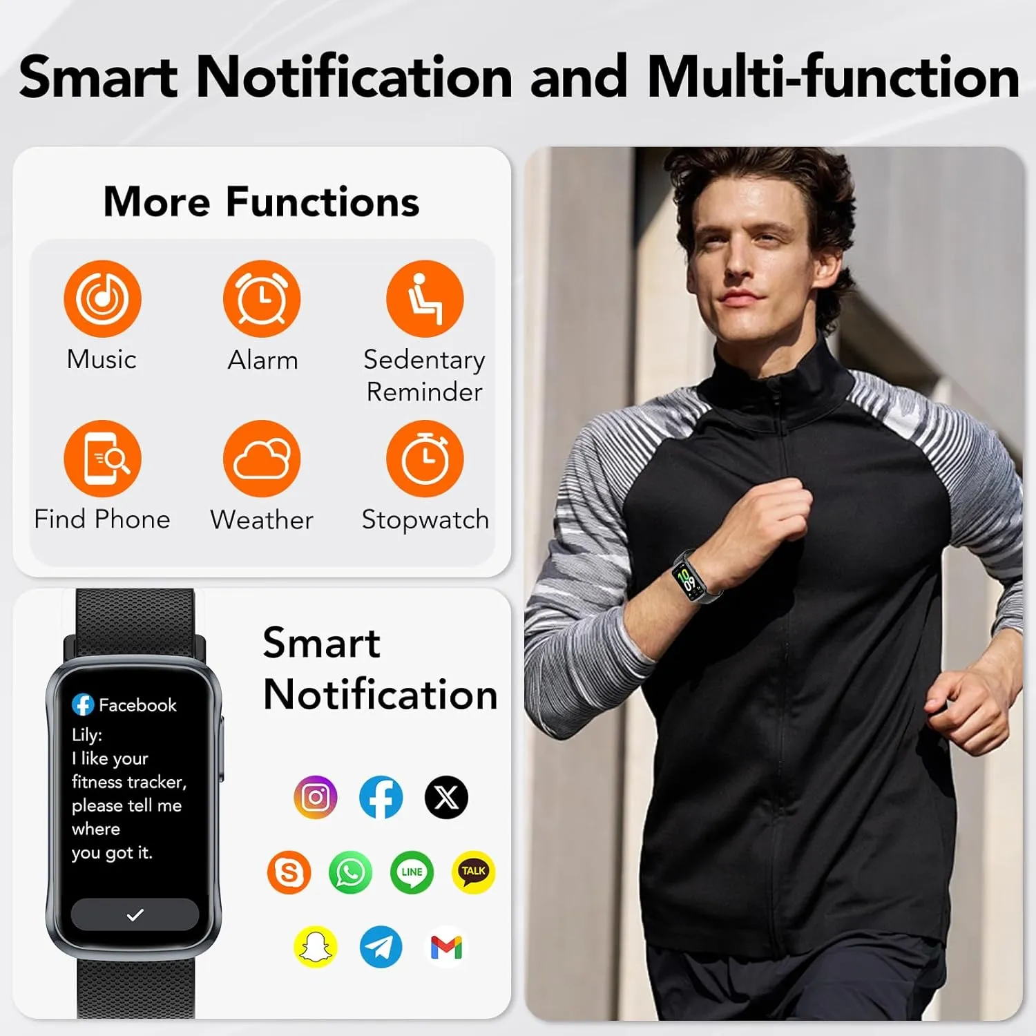 TIMU Fitness Tracker, Fitness Watch with 24/7 Heart Rate Monitor/Sleep Tracker, 20  Sports Modes Step Calorie Counter Pedometer, IP68 Waterproof Activity Trackers and Smartwatches Android/iOS