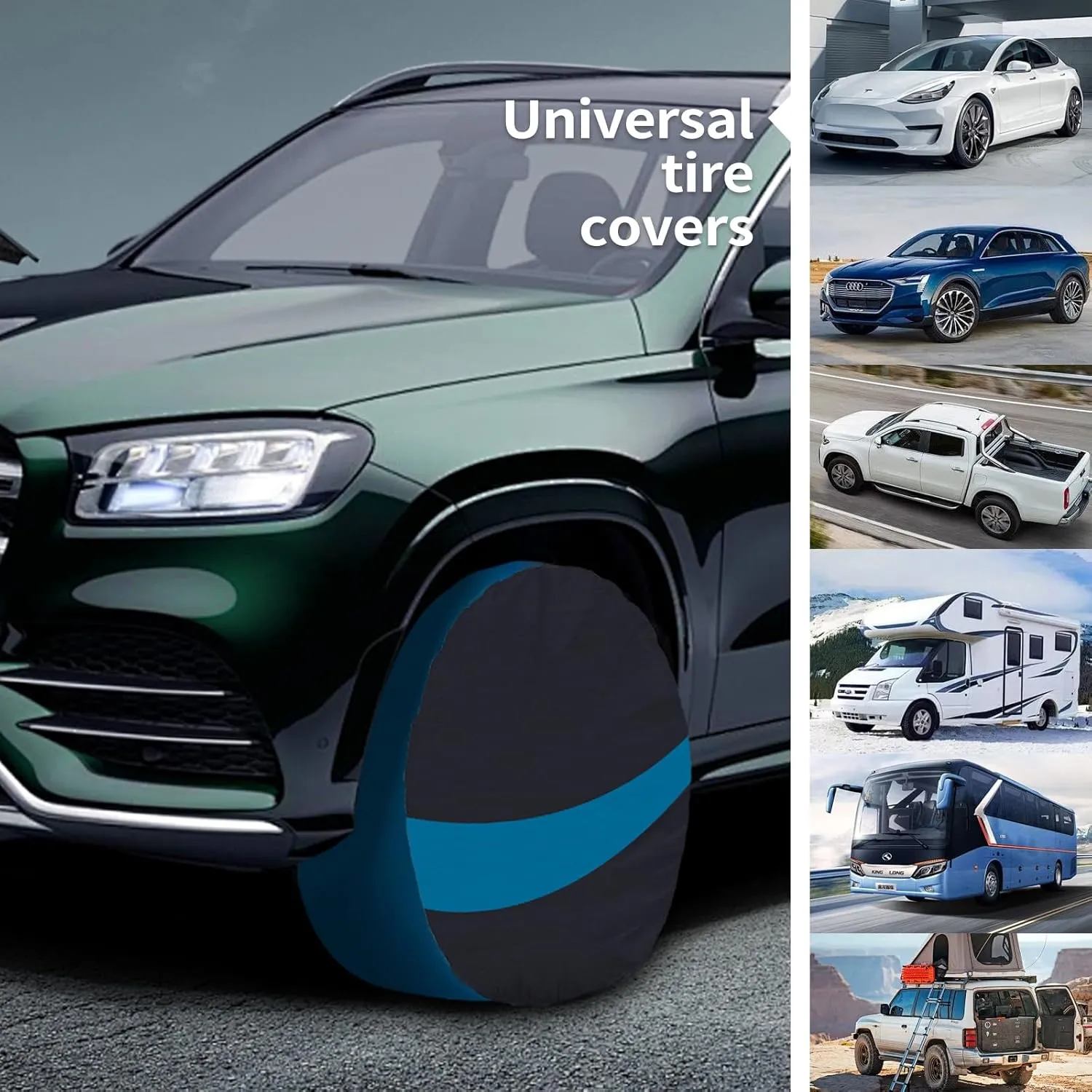 Tire Covers 4 Pack,Tough Tire Wheel Protector for Jeep, Camper, SUV, Travel Trailer,RV, Truck,Universal Outdoor Waterproof Anti-UV Snow Sun Rain Tire Covers Set Fits Tire Diameters 27-29 Inches