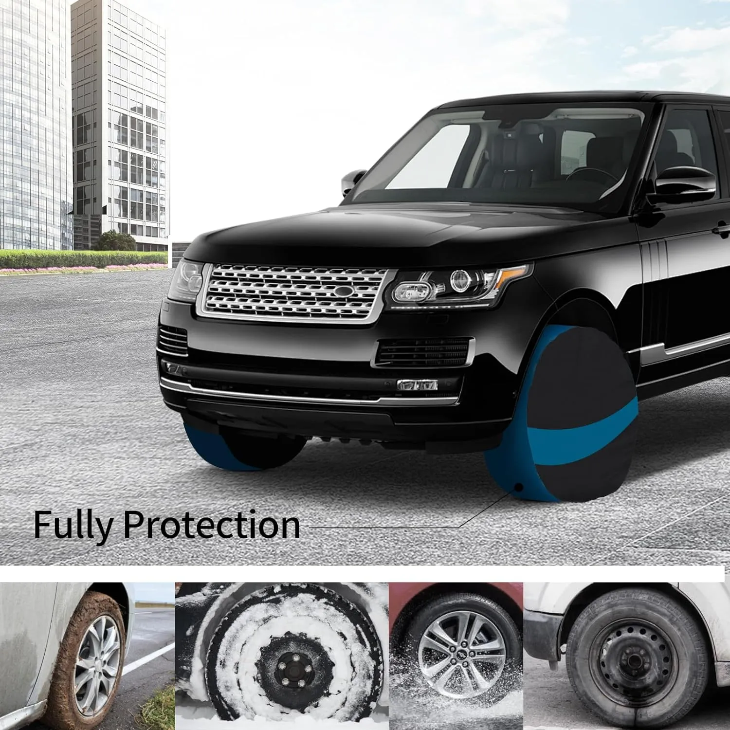 Tire Covers 4 Pack,Tough Tire Wheel Protector for Jeep, Camper, SUV, Travel Trailer,RV, Truck,Universal Outdoor Waterproof Anti-UV Snow Sun Rain Tire Covers Set Fits Tire Diameters 27-29 Inches