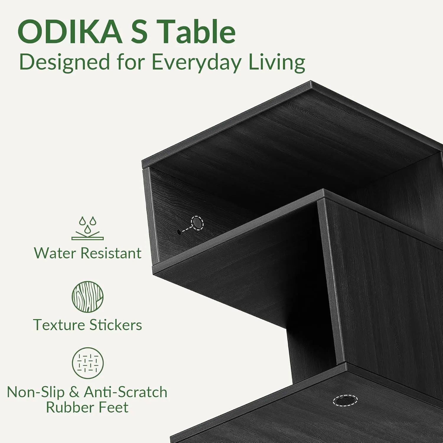 Tokyo S Flip Minimalist 3 Tier End Table - Minimalist 3-Tier Wood Nightstand for Small Spaces with Open Storage - Japanese-Inspired Bedside Table for Bedroom (Reverse, Black)