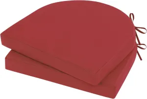 Topotdor Outdoor Chair Cushions Set of 2, 17"x16"x2" Waterproof Patio Chair Cushions for Outdoor Furniture, Round Corner Outdoor Seat Cushions Color Fastness Chair Pads with Ties, Bright Red