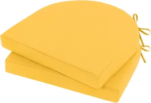 Topotdor Outdoor Chair Cushions Set of 2, 17"x16"x2" Waterproof Patio Chair Cushions for Outdoor Furniture, Round Corner Outdoor Seat Cushions Color Fastness Chair Pads with Ties, Yellow