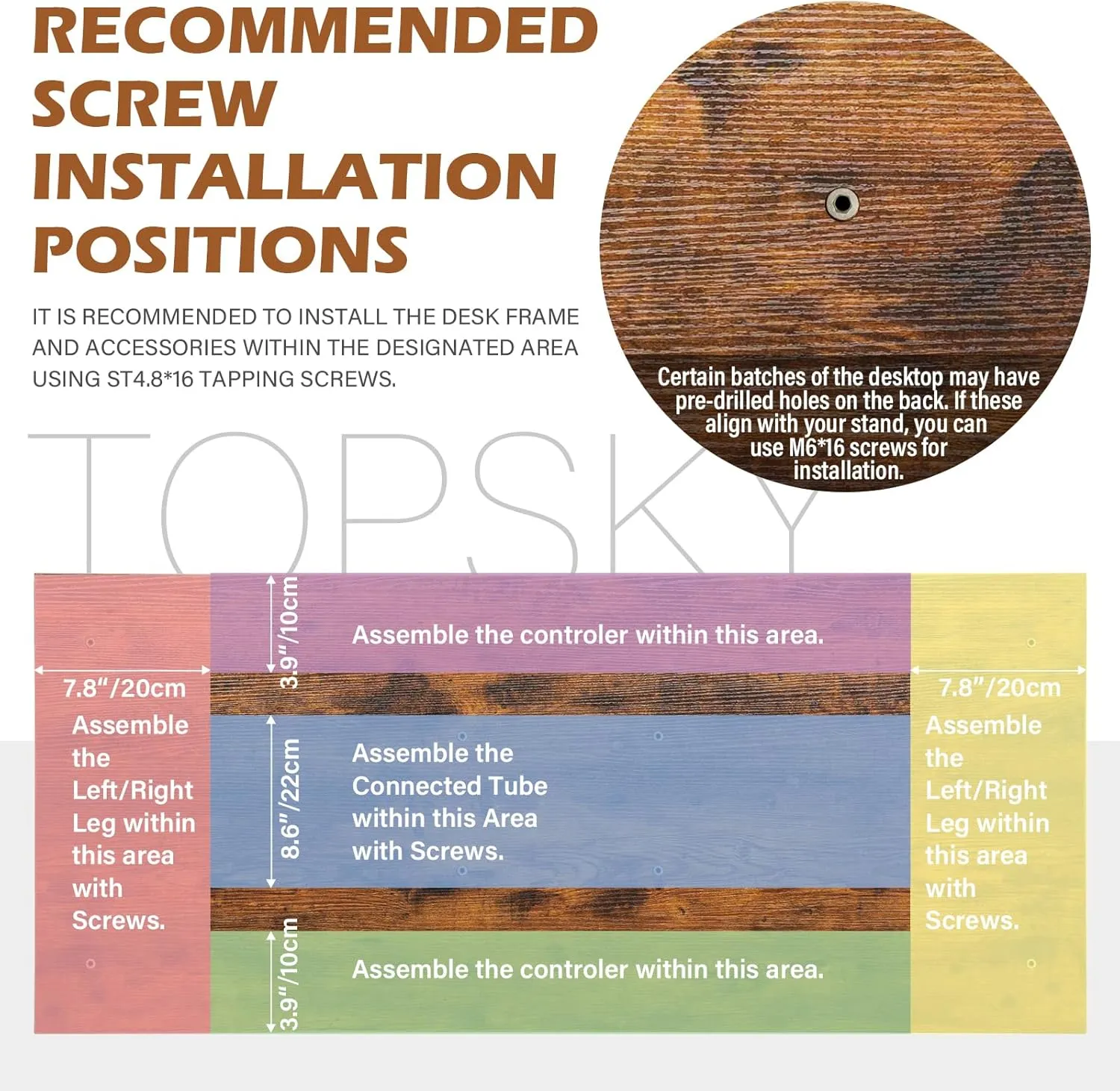 TOPSKY One-Piece Table Top for Electric Standing Desk Adjustable Desk (Rustic Brown, 54"x23.4"x1.2")