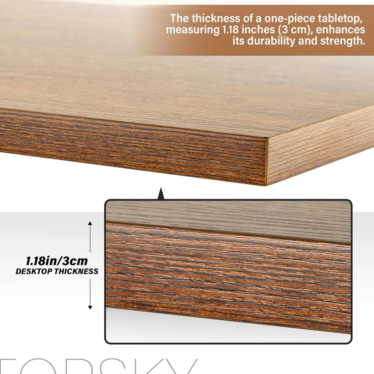 TOPSKY One-Piece Table Top for Electric Standing Desk Adjustable Desk (Rustic Brown, 54"x23.4"x1.2")