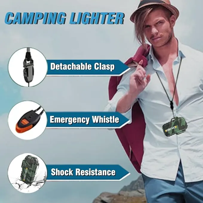 Torch Lighter, 2 Pack Butane Lighter, Windproof Outdoor Gas Lighter Adjustable Jet Flame Lighters, Fireplace Fireworks Grill Camping BBQ Lighter, Gifts for Men. (Black Camo) (Without Butane)