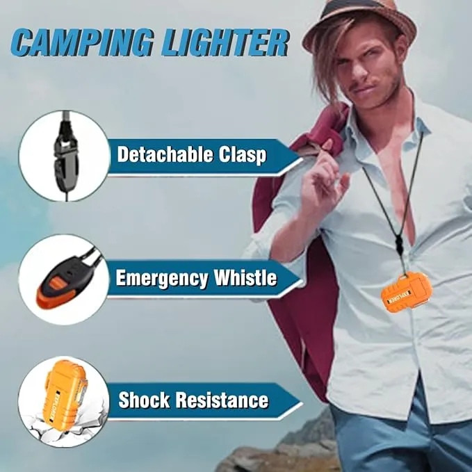 Torch Lighter, 2 Pack Butane Lighter, Windproof Outdoor Gas Lighter Adjustable Jet Flame Lighters, Fireplace Fireworks Grill Camping BBQ Lighter, Gifts for Men.(Orange Camo)(Without Butane)