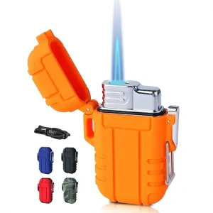 Torch Lighter Butane Lighter Waterproof Windproof Lighter Mens Gifts Lighter for Candle Camping Family Use (Without Butane) (Orange)