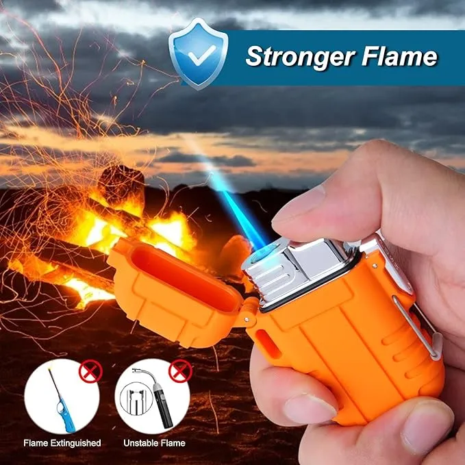 Torch Lighter Butane Lighter Waterproof Windproof Lighter Mens Gifts Lighter for Candle Camping Family Use (Without Butane) (Orange)