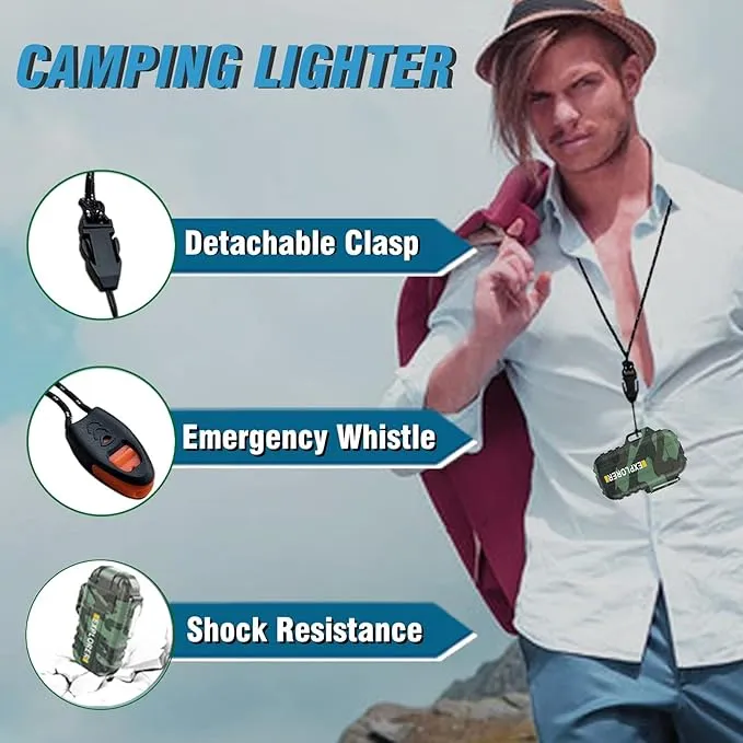 Torch Lighter, Refillable Butane Lighter, Windproof Outdoor Gas Lighter Adjustable Jet Flame Lighters, Fireplace Fireworks Grill Camping BBQ Lighter, Gifts for Men. Camouflage(Without Gas)