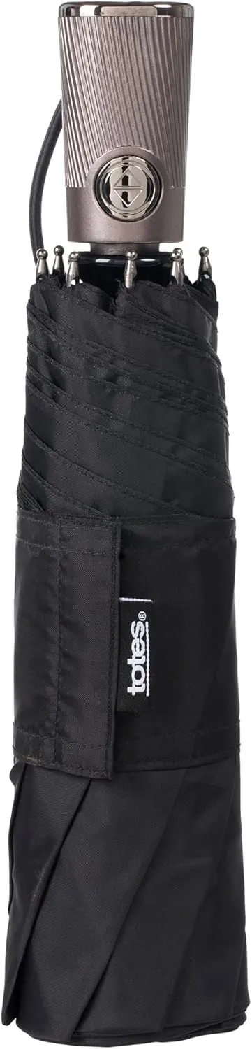 totes Titan Portable Travel Umbrella – Windproof, Waterproof, Strong, Compact Umbrella – Perfect for the Car, Backpack, and On-the-Go