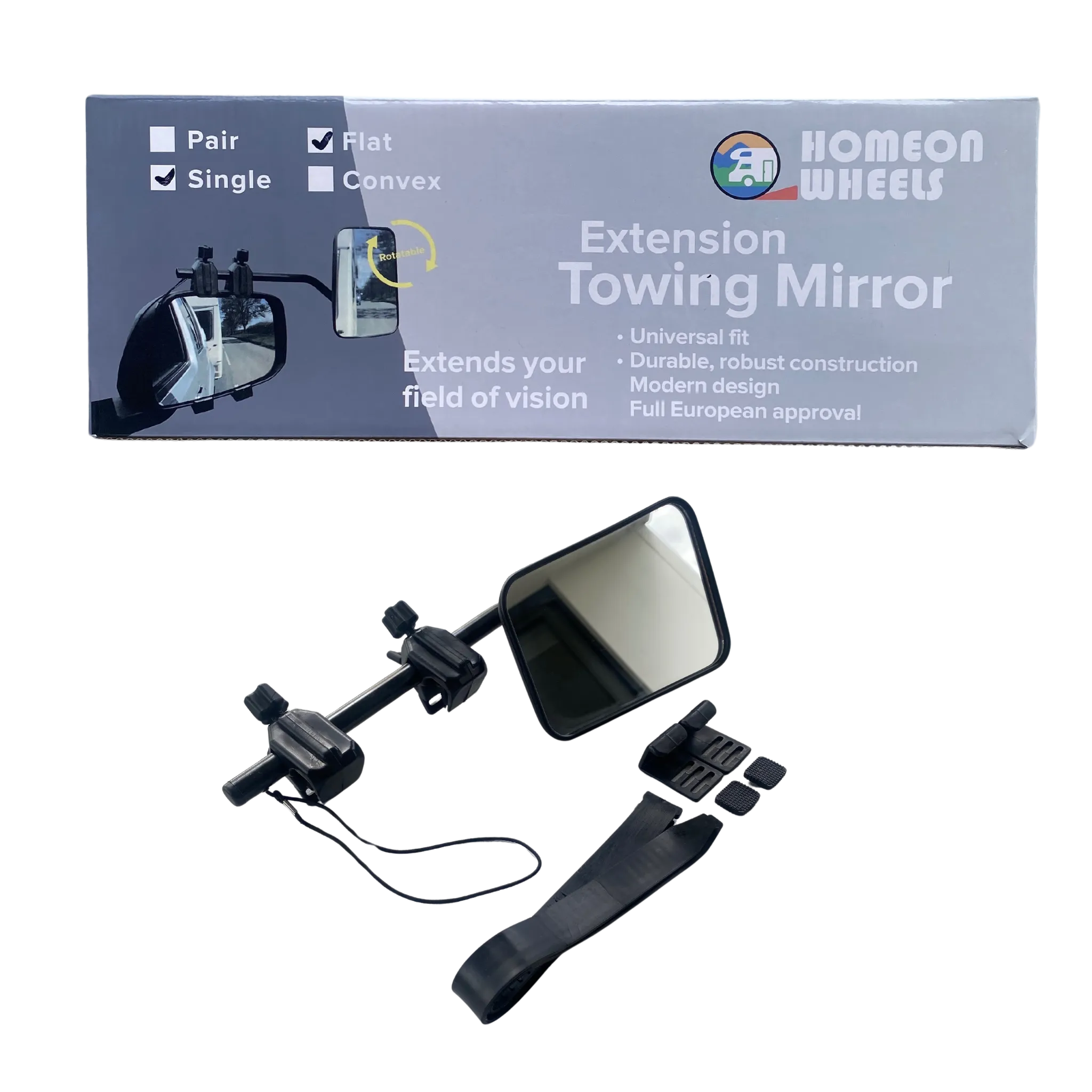 Towing Mirror Single | Clip-On Adjustable Caravan Mirror
