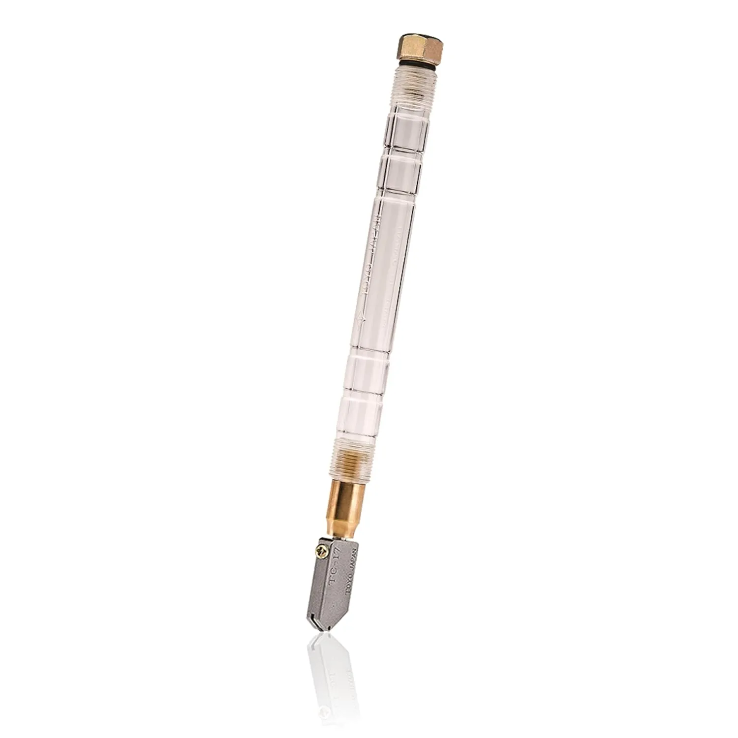 TOYO TC17P Original Acrylic Handled Supercutter Glass Cutter Straight Blade | Lightweight Clear Acrylic Self-Oiling Introduced in 1977 | Smooth Rolling Supercutter | Made in Japan