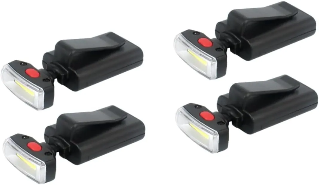 Toyvian 2sets Adjustable Angle Led Hat Lamp Clip Light for Camping Hiking and Home Use Wide Beam 2pcs*2