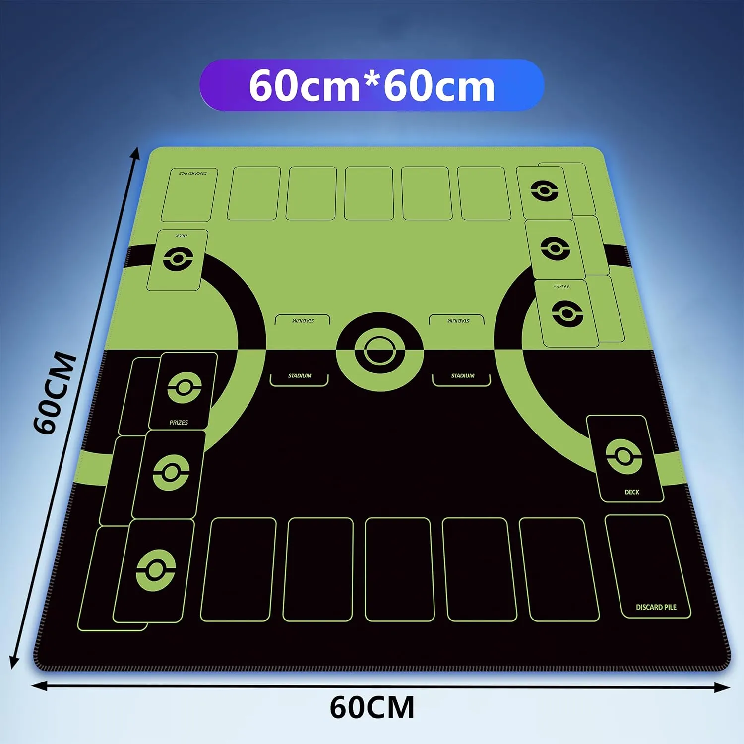 Trading Card Game Playmat – 2-Player Trainer Mat with 37 Damage Counters and Professional Storage Bag (Green)