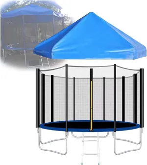Trampoline Canopy, Outdoor Frameless Trampoline Sun Shade Cover, Fitness Backyard Trampoline Tent Sunshade, for Sunshine and Rain Snow Trampolines Accessories, Cover Canopy Only,Blue,12Ft/Blue/16