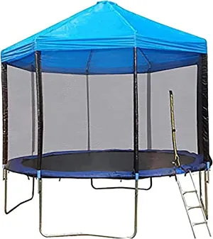Trampoline Canopy, Oxford Fabric Trampoline Sun Shade Cover with Top Bracket, Outdoor Rainproof Trampolines Accessories, for Sunshine and Rain Snow,Blue,14FT