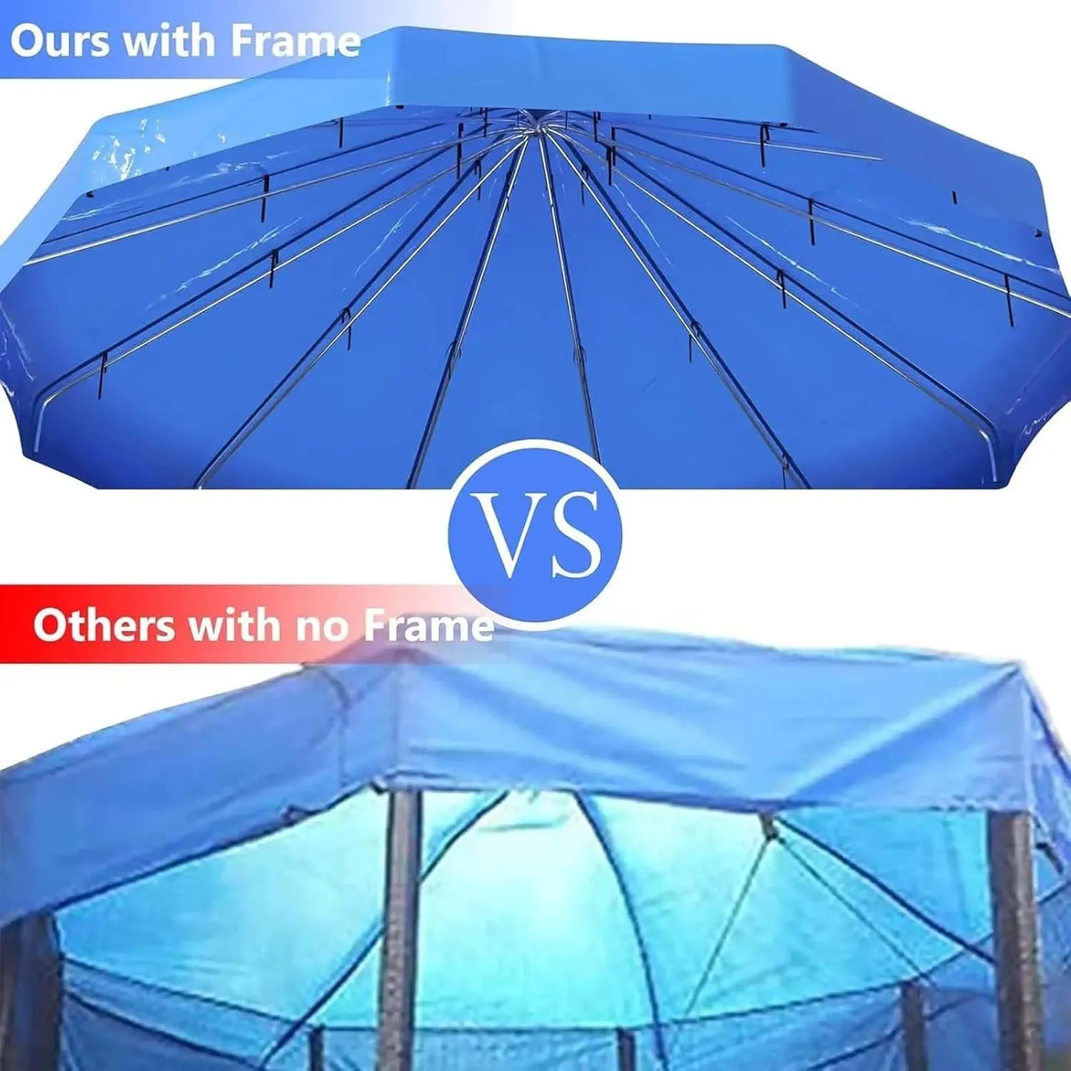 Trampoline Canopy Tent, Trampoline Shade Cover with Frame for 6ft, 8ft, 10ft, 12ft, 14ft, 16ft Trampolines Cover Top Accessories, Outdoor Sports Sun Shade Top Cover Roof - Sunshade, Rain and Snow