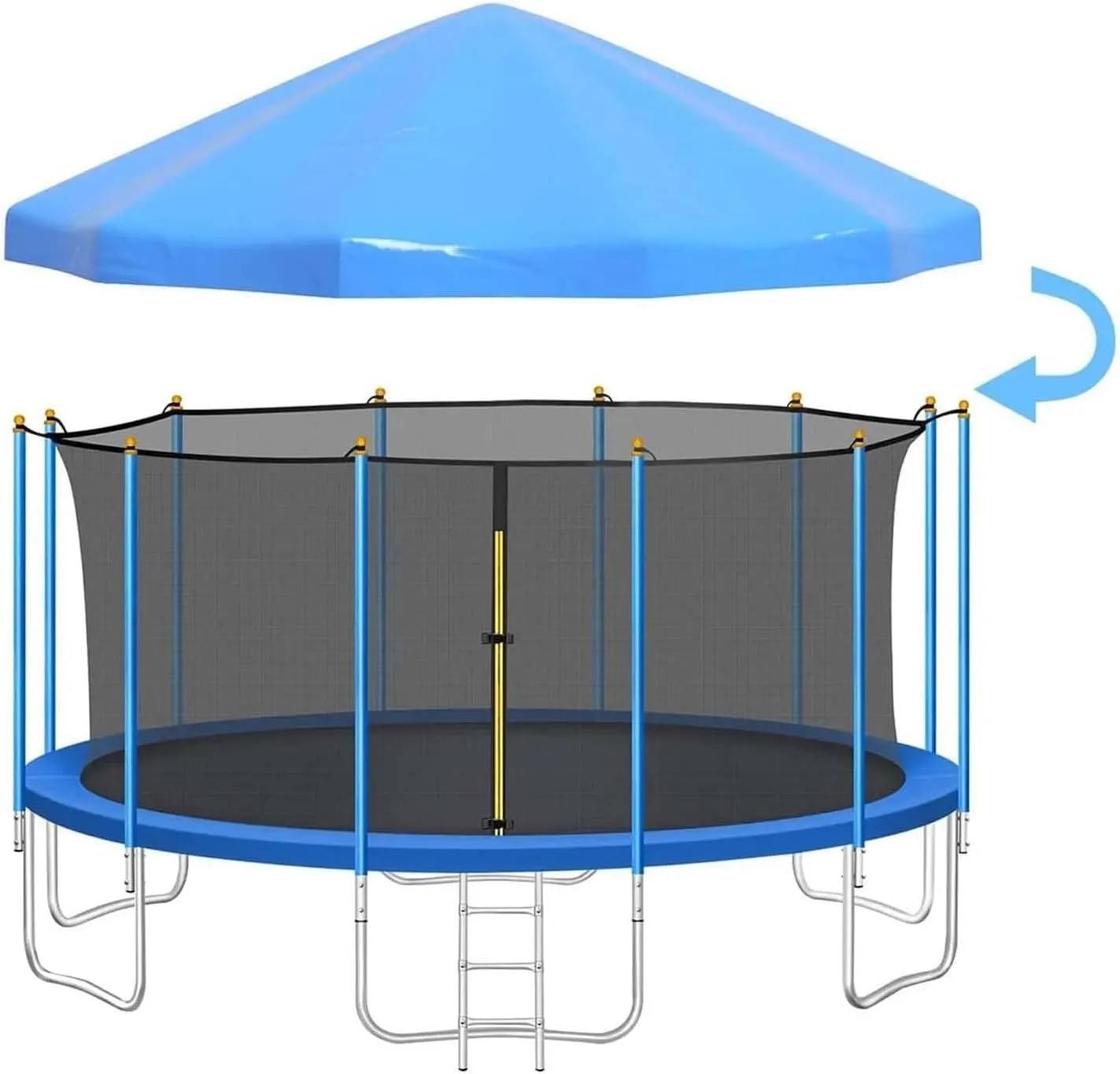 Trampoline Canopy Tent, Trampoline Shade Cover with Frame for 6ft, 8ft, 10ft, 12ft, 14ft, 16ft Trampolines Cover Top Accessories, Outdoor Sports Sun Shade Top Cover Roof - Sunshade, Rain and Snow