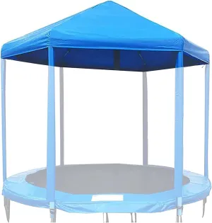 Trampoline Sun Shade Cover, Oxfabric Rainproof Trampoline Canopy Without Frame, Outdoor Trampoline Tent Sunshade Cover for Sunshine and Rain Snow,Blue,12 Ft/Blue/16 Ft