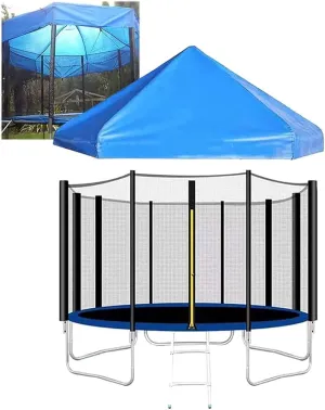Trampoline Sun Shade Cover with Supporting Frame, 6/8/10/12/14/16FT Oxford Fabric Material Trampoline Canopy, Outdoor Trampoline Tent Sunshade, for Sunshine and Rain Snow,Blue,6FT