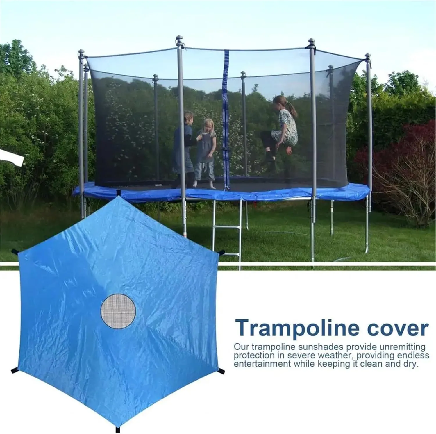 Trampoline Tent 6/8/10/12/14 Feet Outdoor Trampoline Shade Sun Cover 6 Poles Waterproof Trampoline Canopy Rainproof Tent Cover