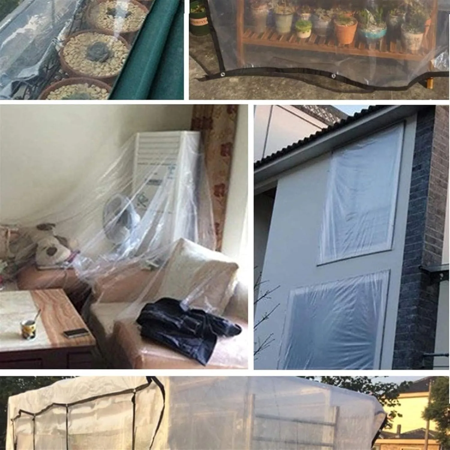 Transparent Tarpaulin, Garden Clear Waterproof Tarp Anti Freezing Rainproof Film Cloth Insulation Canopy PE Plastic Cover(15' x 21')