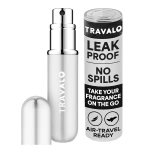Travalo Classic HD Perfume Atomizer - Leak-Proof and TSA Approved for Air Travel - Reusable, Airtight, Easy-Fill Mini Pump Sprayer - Lightweight, Elegant Design w/ Volume Window - Silver 0.17oz