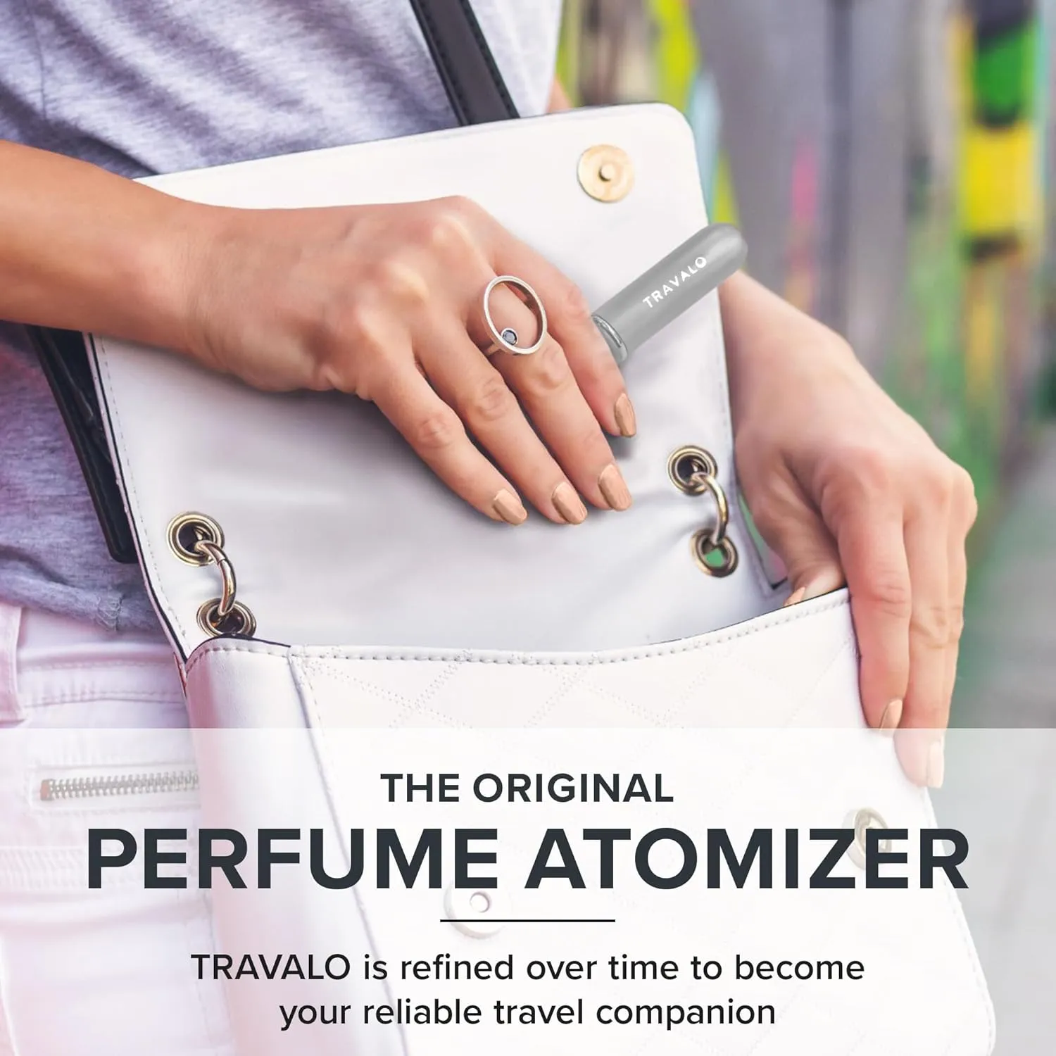 Travalo Classic HD Perfume Atomizer - Leak-Proof and TSA Approved for Air Travel - Reusable, Airtight, Easy-Fill Mini Pump Sprayer - Lightweight, Elegant Design w/ Volume Window - Silver 0.17oz