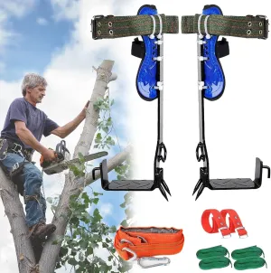 Tree Climbing Spike Set, Profession Tree Climbing Tool, Stainless Steel Climbing Trees Artefact with Safety Belts for Hunting Observation, Picking Fruit, Jungle Survival