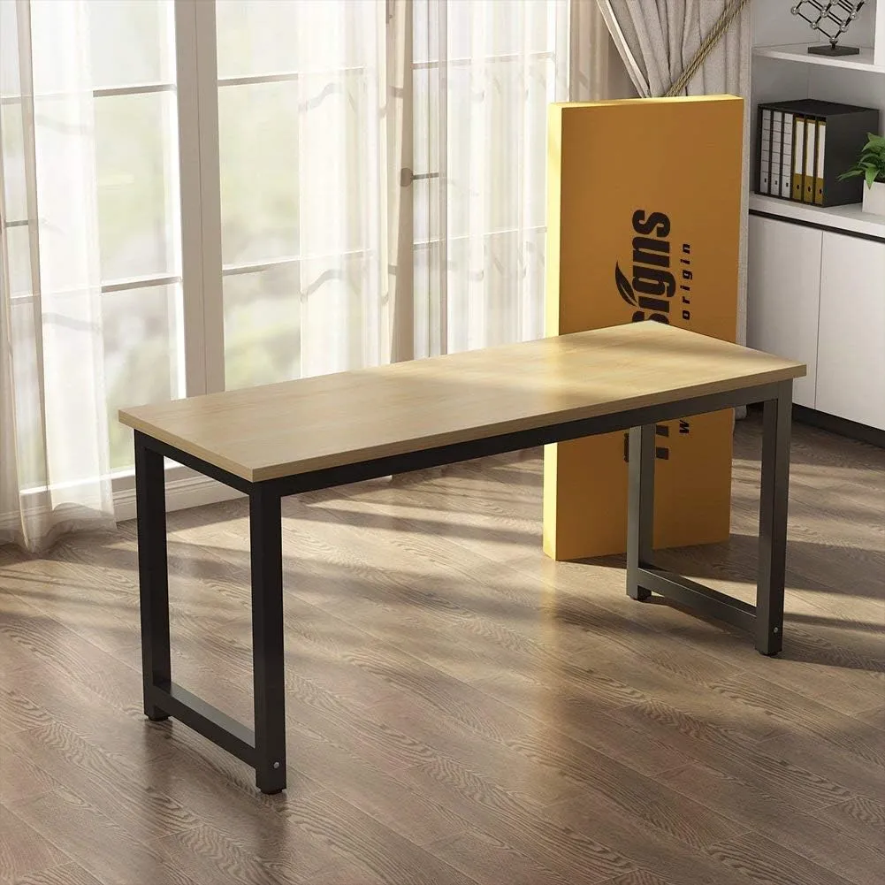 Tribesigns Computer Desk, Large Office Desk Computer Table Study Writing Desk for Home Office, Walnut   Black Leg, 63 X 23.6 inch