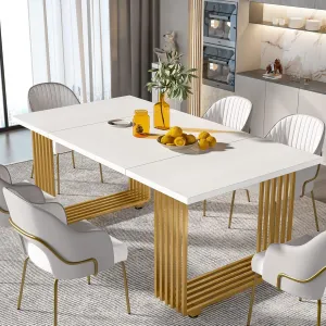 Tribesigns Modern Dining Table for 6-8 People, 70.8-in White Dining Room Table, Wooden Kitchen Table, Rectangular Dinner Table for Dining Room Family Gathering