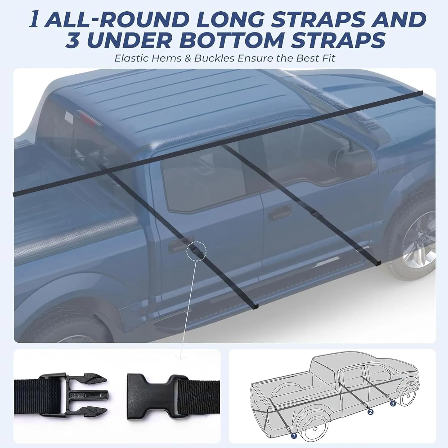 Truck Car Cover Outdoor Pickup Truck Cover Rain UV Protection 420D Trucks Protection Cover Hail Protector Car Cover Universal Fit Trucks Length Up 210 to 230 inch