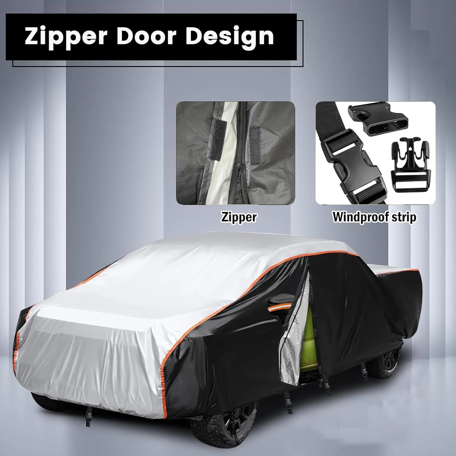 Truck Car Cover Outdoor Pickup Truck Cover Rain UV Protection 420D Trucks Protection Cover Hail Protector Car Cover Universal Fit Trucks Length Up 210 to 230 inch