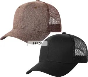 TSSGBL 2 Pack Snapback Trucker Baseball Hats Mesh Back Adjustable Blank Ball Caps for Men Women