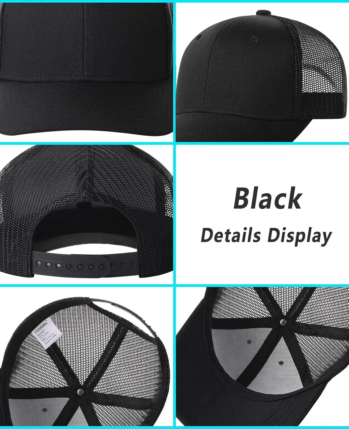 TSSGBL 2 Pack Snapback Trucker Baseball Hats Mesh Back Adjustable Blank Ball Caps for Men Women