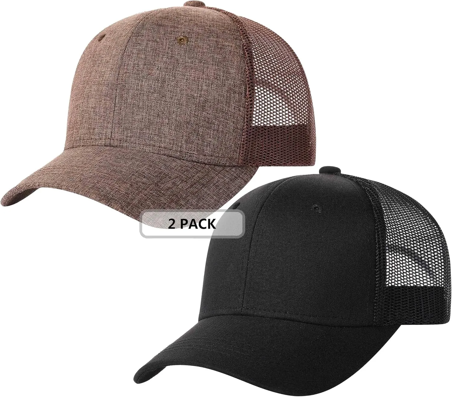 TSSGBL 2 Pack Snapback Trucker Baseball Hats Mesh Back Adjustable Blank Ball Caps for Men Women