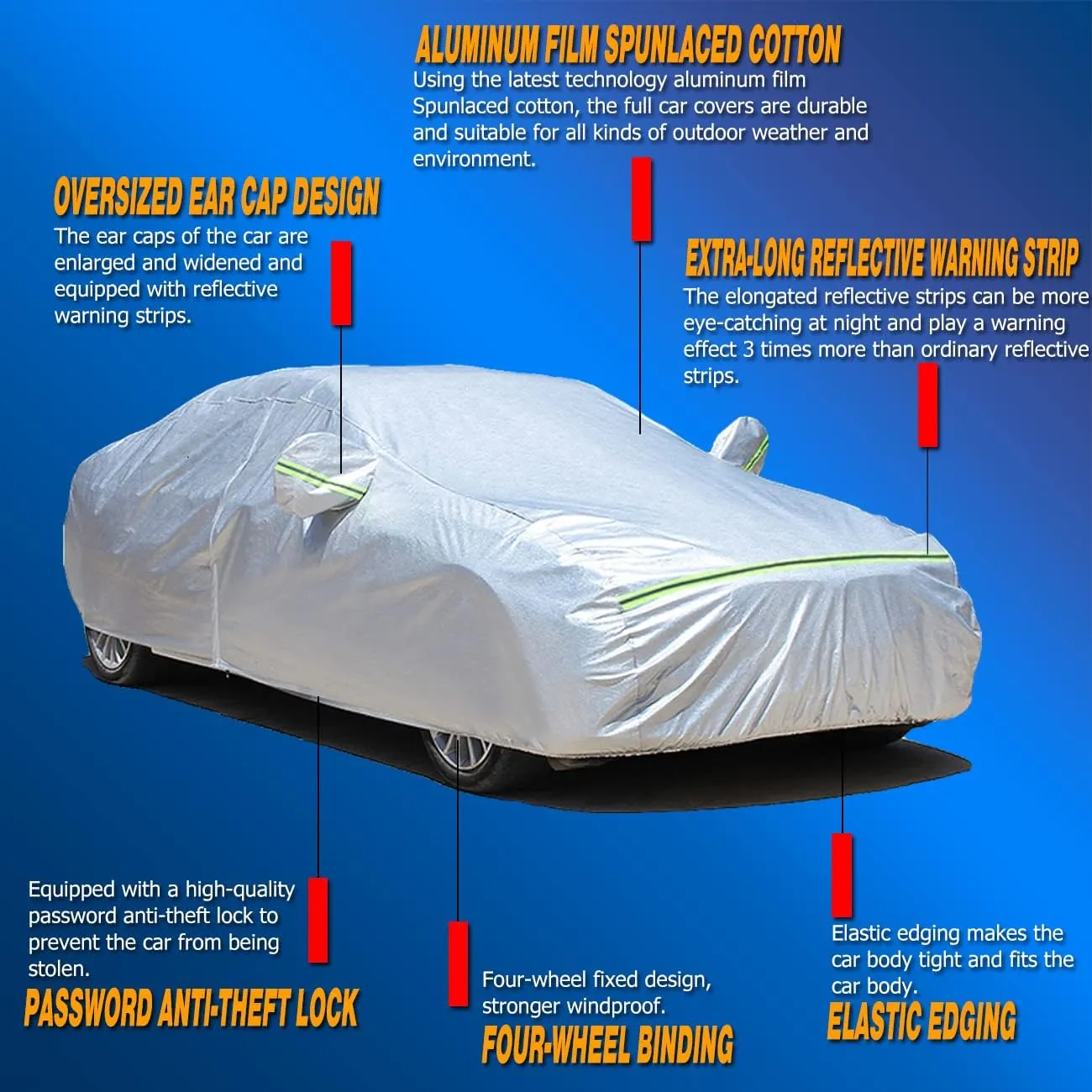 TUCAREST 6 Layers Full Car Cover for SUV- Waterproof, Insulated, Anti-UV, Snow-Proof, Anti-Wind, All-Weather, Thickened Protection, up to 189 in