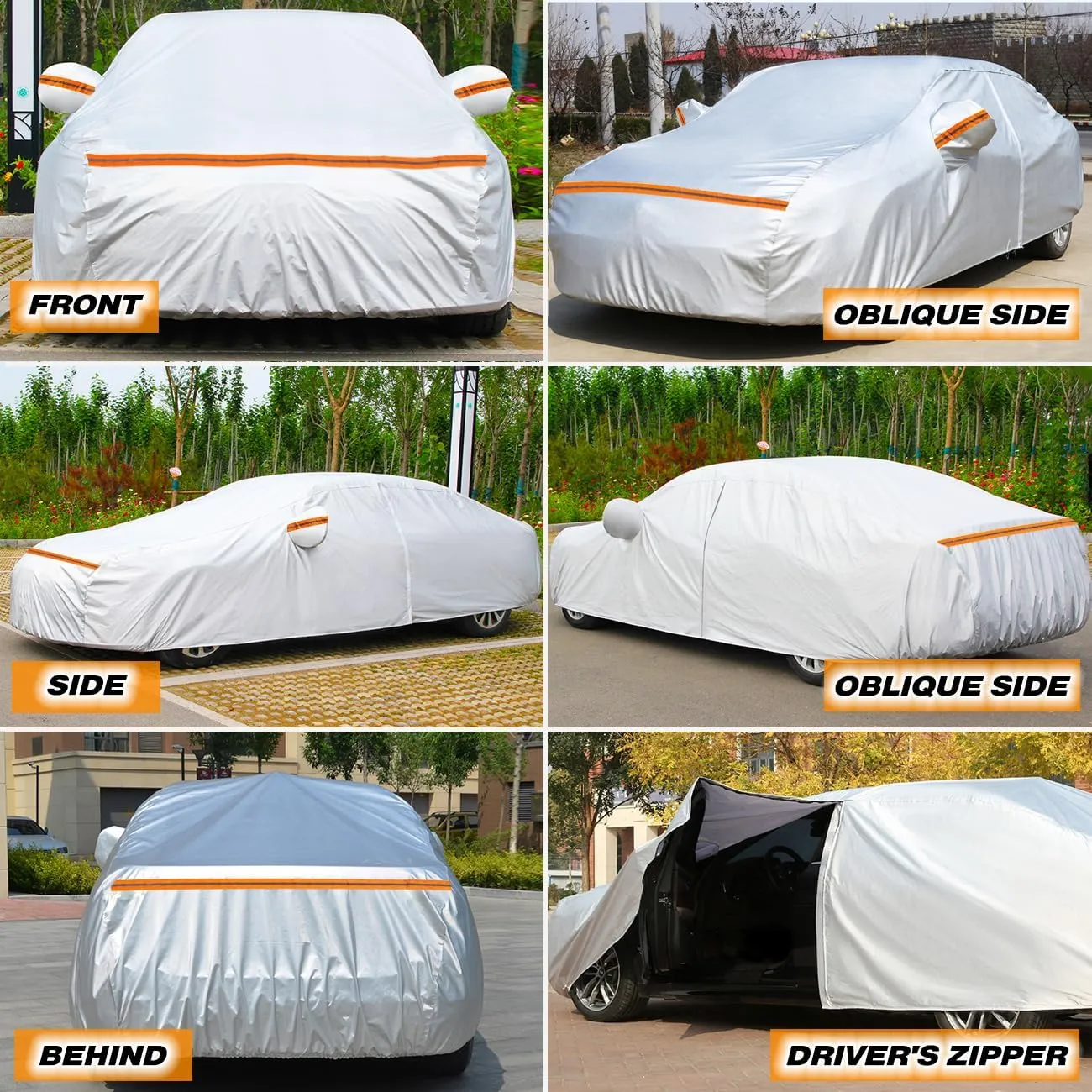 TUCAREST 6 Layers Full Car Cover for SUV- Waterproof, Insulated, Anti-UV, Snow-Proof, Anti-Wind, All-Weather, Thickened Protection, up to 189 in