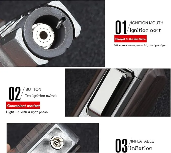 Turbine Torcher Lighter- Solar Torch Butane Lighters,Inflatable Gas Waterproof Windproof Jet Torch Lighter for Candle Camping BBQ Kitchen Windproof - Butane Not Included (A B - 2PCS)