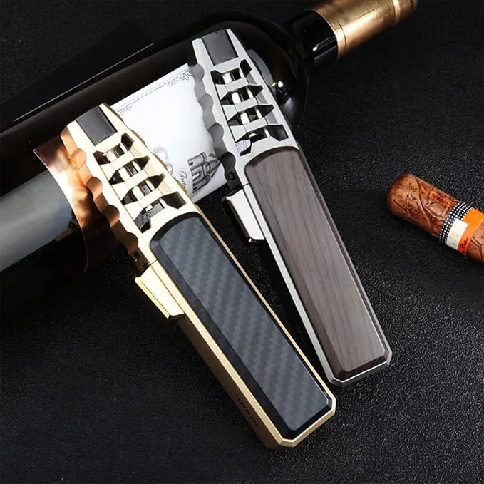Turbine Torcher Lighter- Solar Torch Butane Lighters,Inflatable Gas Waterproof Windproof Jet Torch Lighter for Candle Camping BBQ Kitchen Windproof - Butane Not Included (A B - 2PCS)