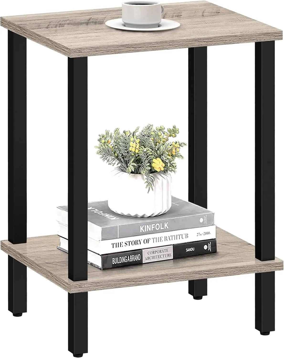 TUTOTAK End Table, Side Table, Nightstand, 2-Tier Storage Shelf, Sofa Side Table for Small Space, Living Room, Bed Room TB01BG034