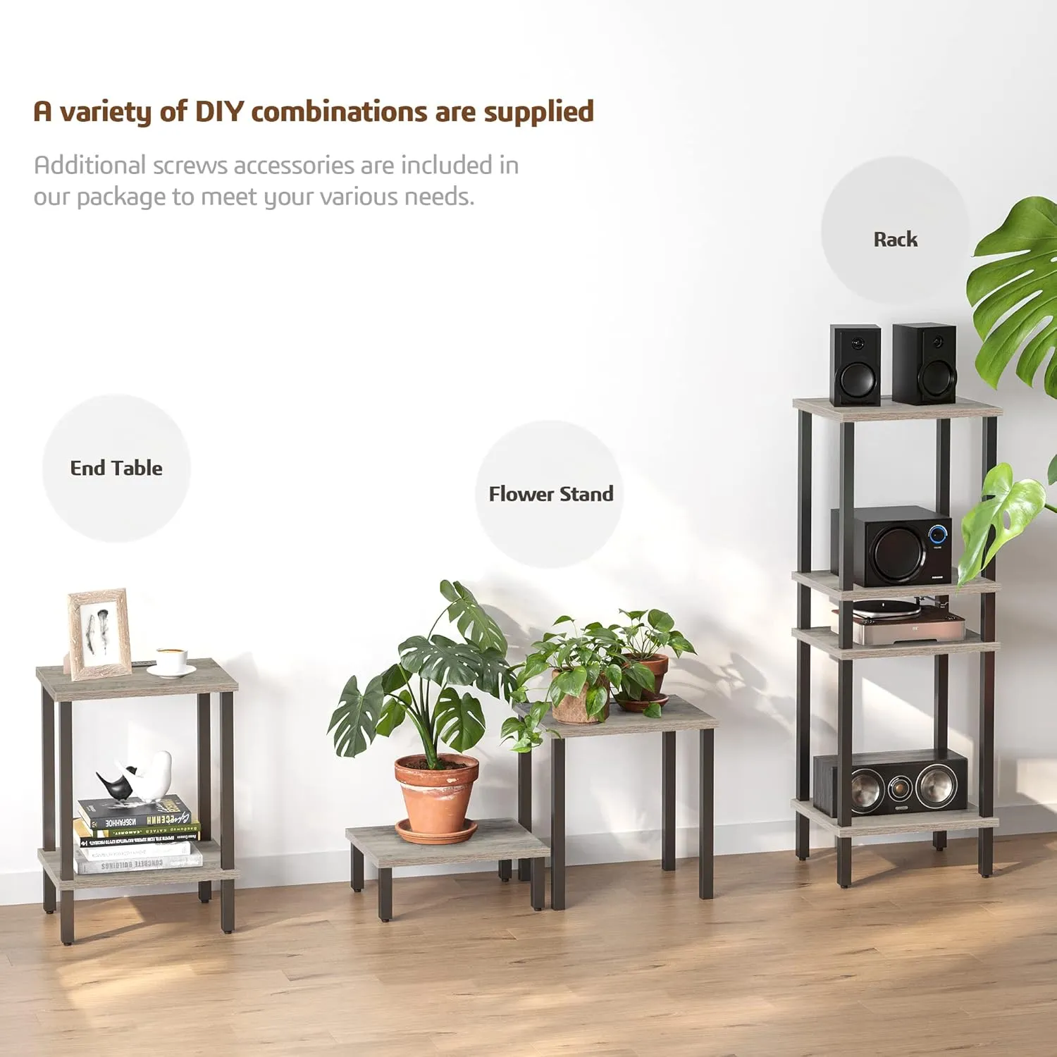 TUTOTAK End Table, Side Table, Nightstand, 2-Tier Storage Shelf, Sofa Side Table for Small Space, Living Room, Bed Room TB01BG034