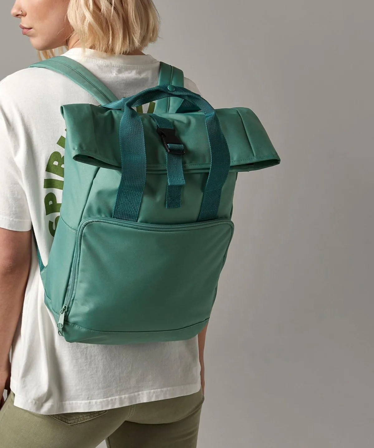 Twin Handle Roll-Top Backpack, Airforce Blue, One size